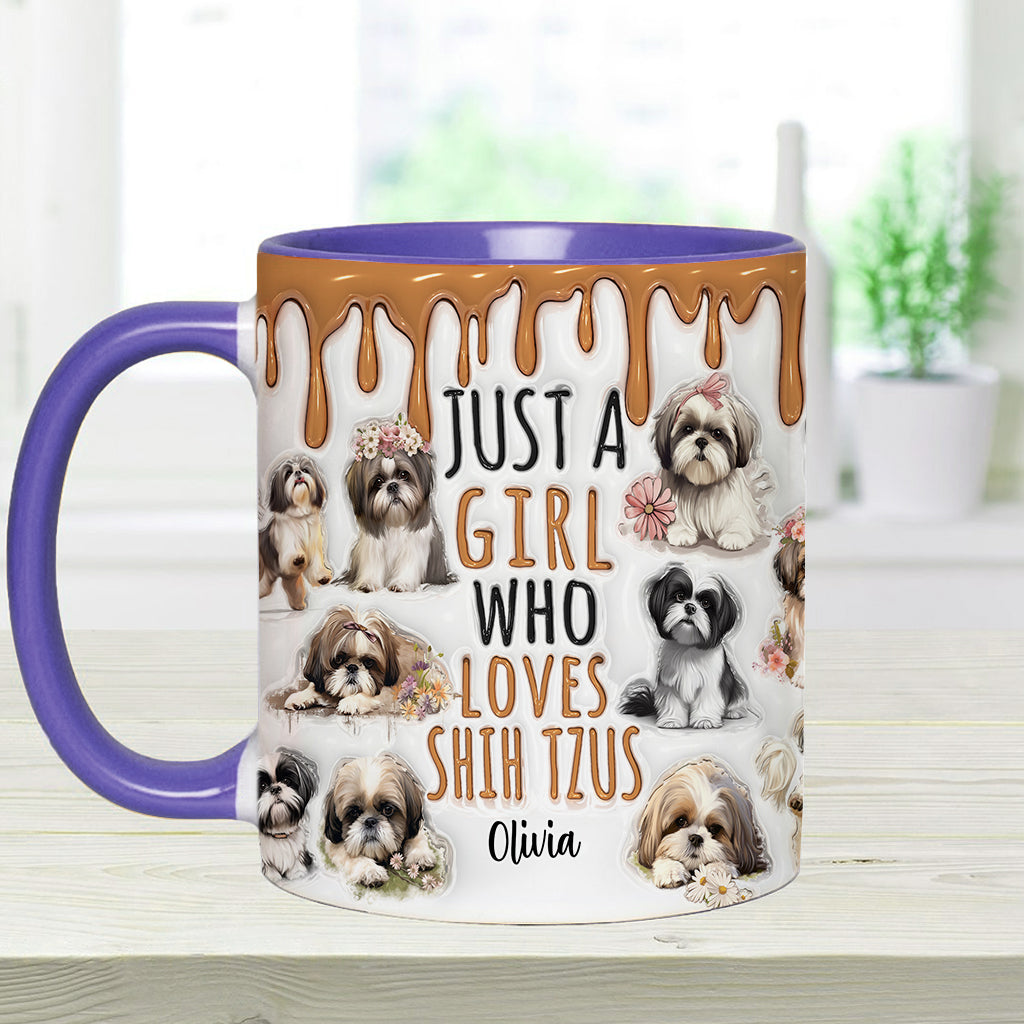 Just A Girl Who Loves Shih Tzus - Personalized Dog Accent Mug