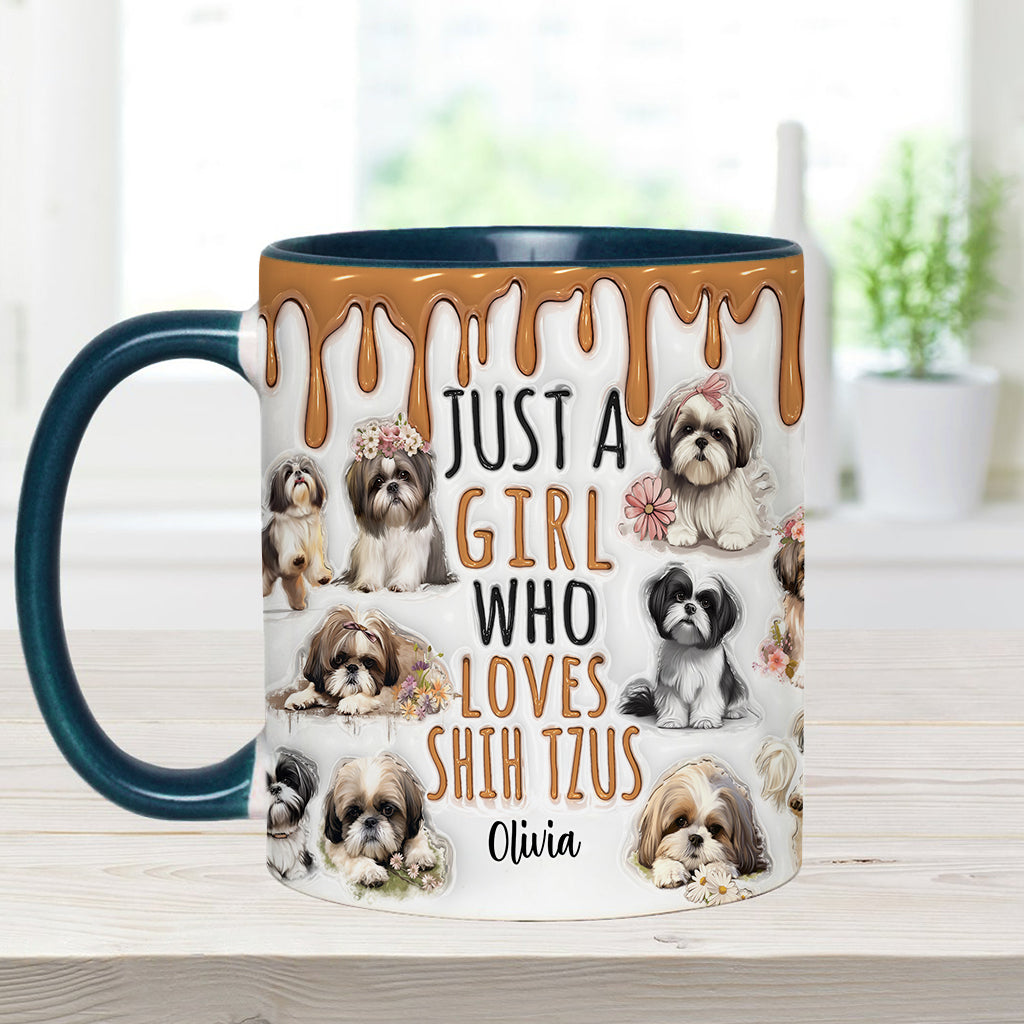 Just A Girl Who Loves Shih Tzus - Personalized Dog Accent Mug
