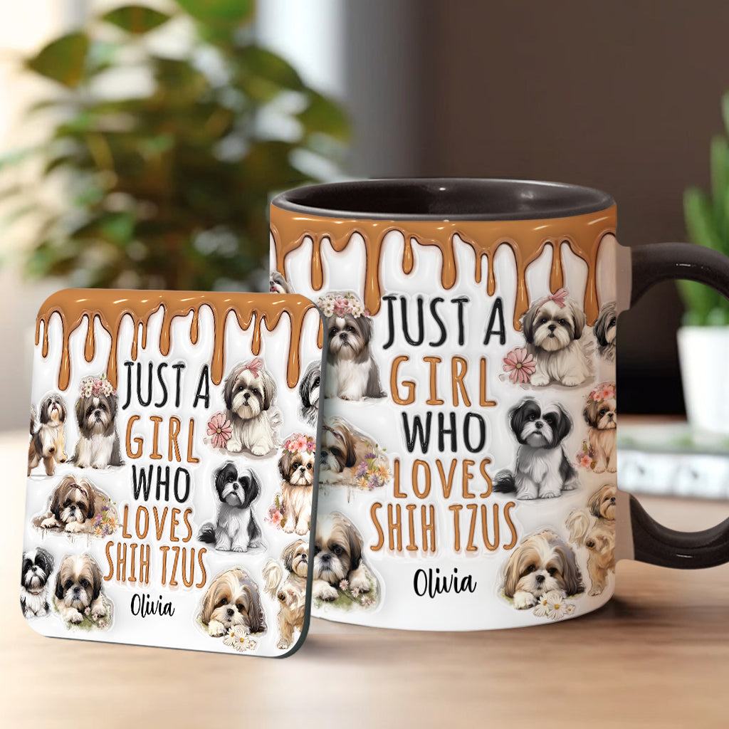 Just A Girl Who Loves Shih Tzus - Personalized Dog Accent Mug