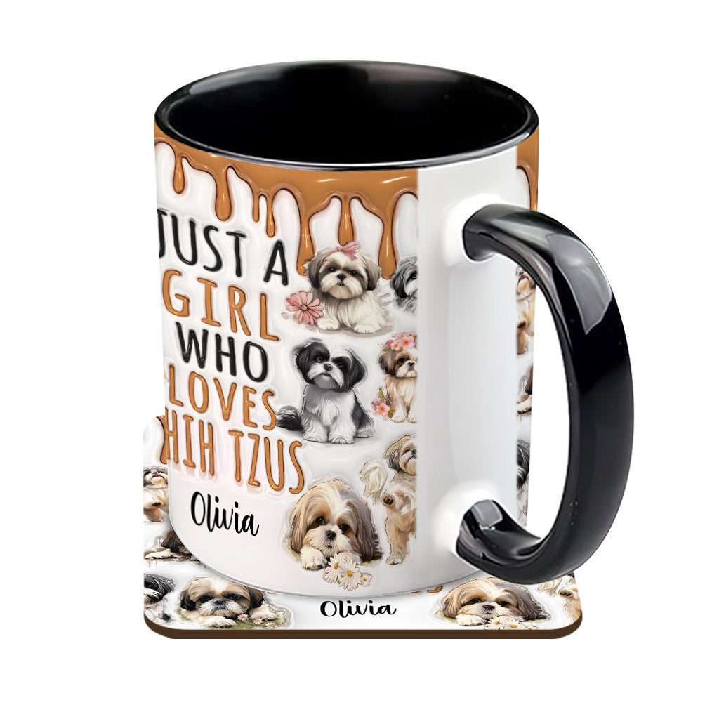 Just A Girl Who Loves Shih Tzus - Personalized Dog Accent Mug