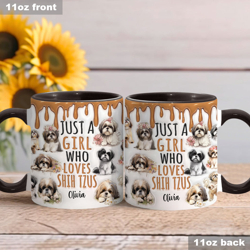 Just A Girl Who Loves Shih Tzus - Personalized Dog Accent Mug