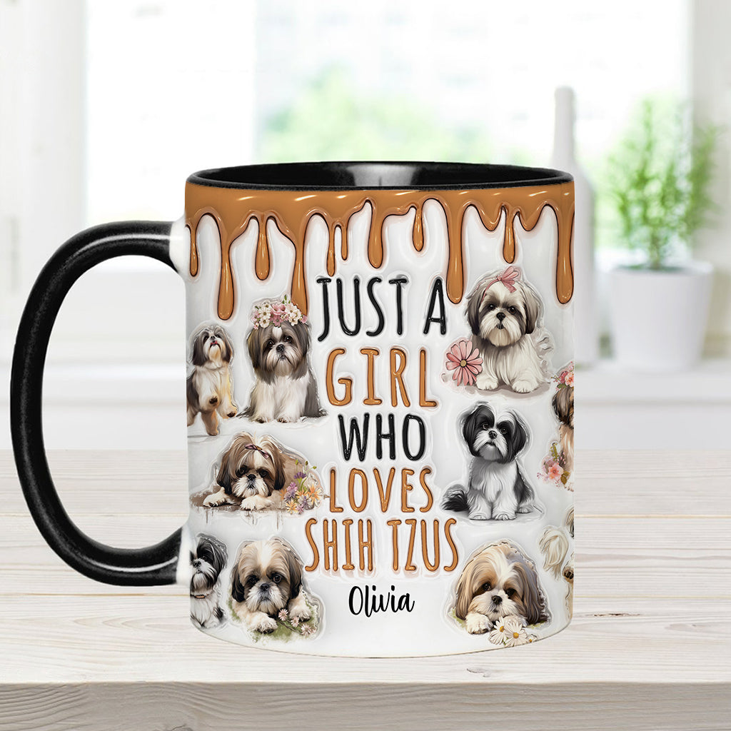 Just A Girl Who Loves Shih Tzus - Personalized Dog Accent Mug