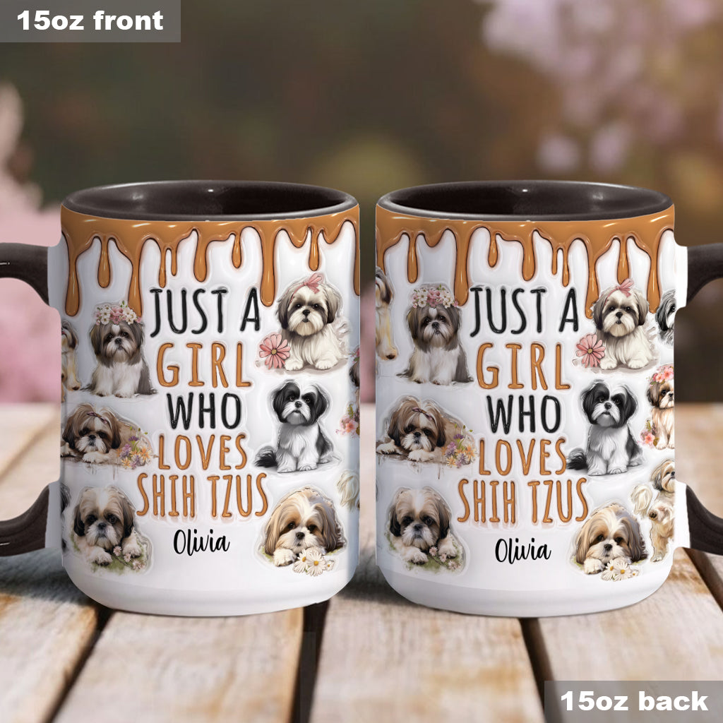 Just A Girl Who Loves Shih Tzus - Personalized Dog Accent Mug