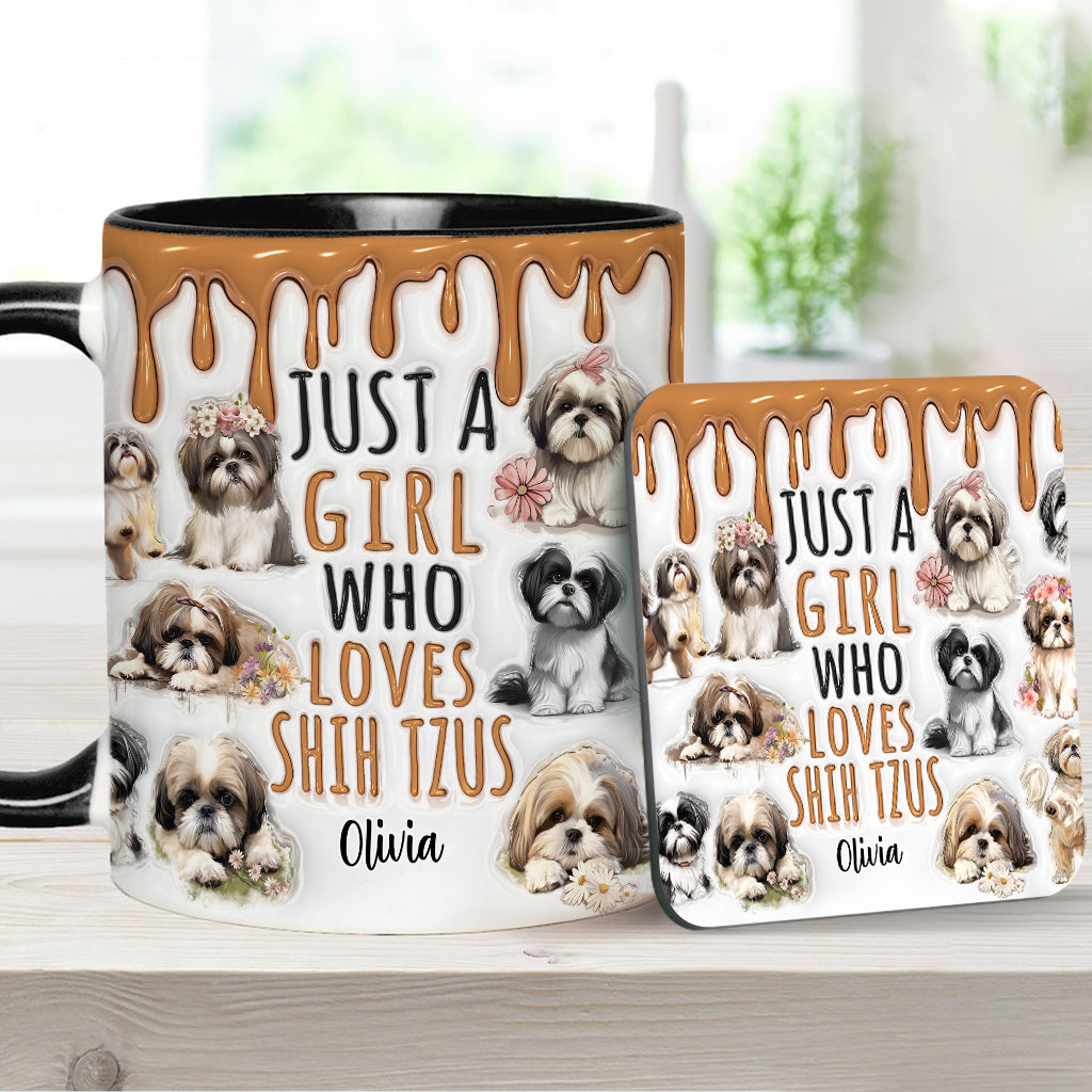 Just A Girl Who Loves Shih Tzus - Personalized Dog Accent Mug