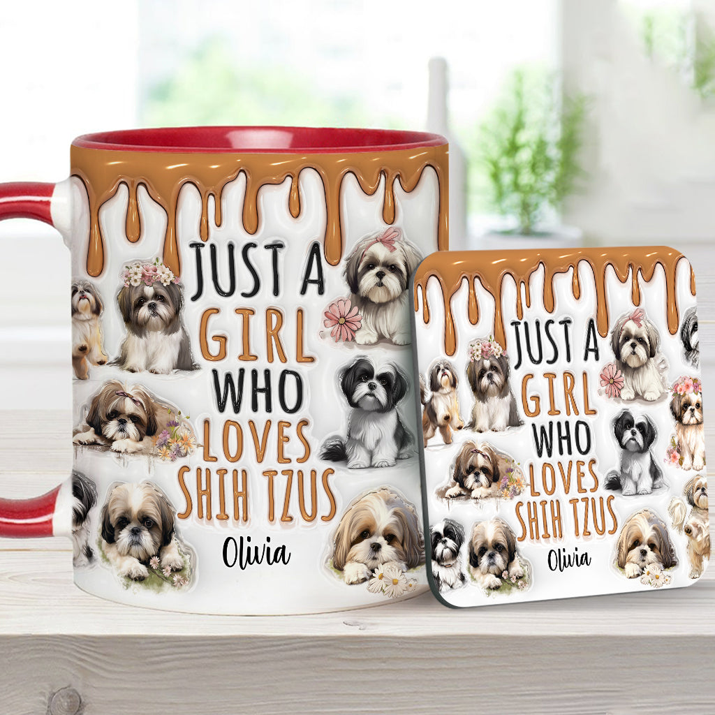 Just A Girl Who Loves Shih Tzus - Personalized Dog Accent Mug