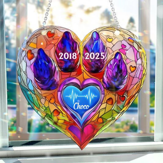 Rainbow Bridge Pet Remembrance - Personalized Dog Memorial Hologram Window Hanging Suncatcher