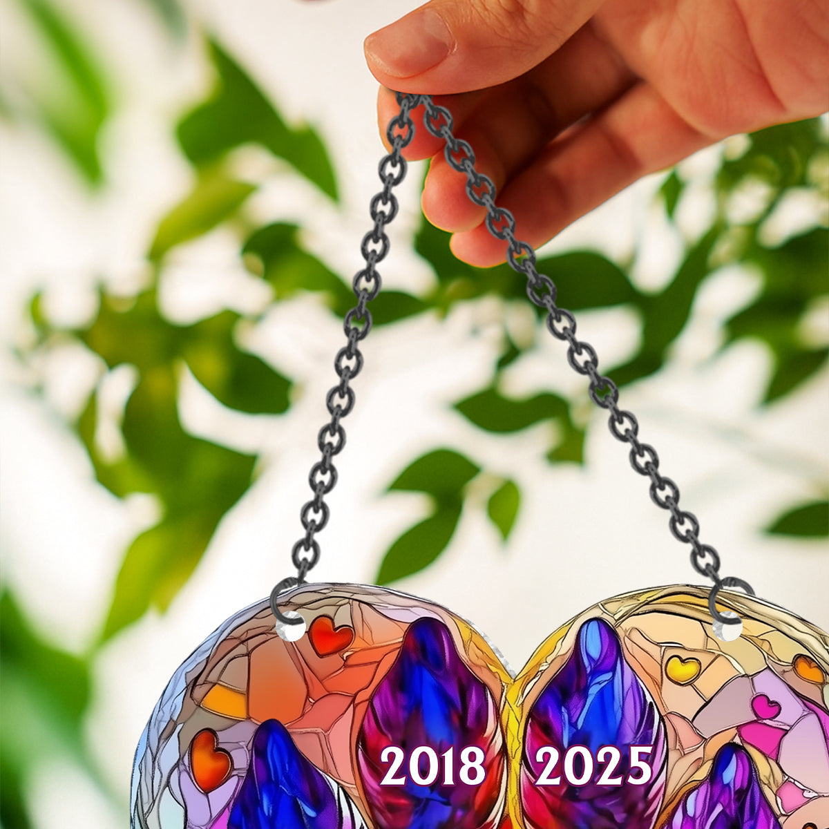 Rainbow Bridge Pet Remembrance - Personalized Dog Memorial Hologram Window Hanging Suncatcher