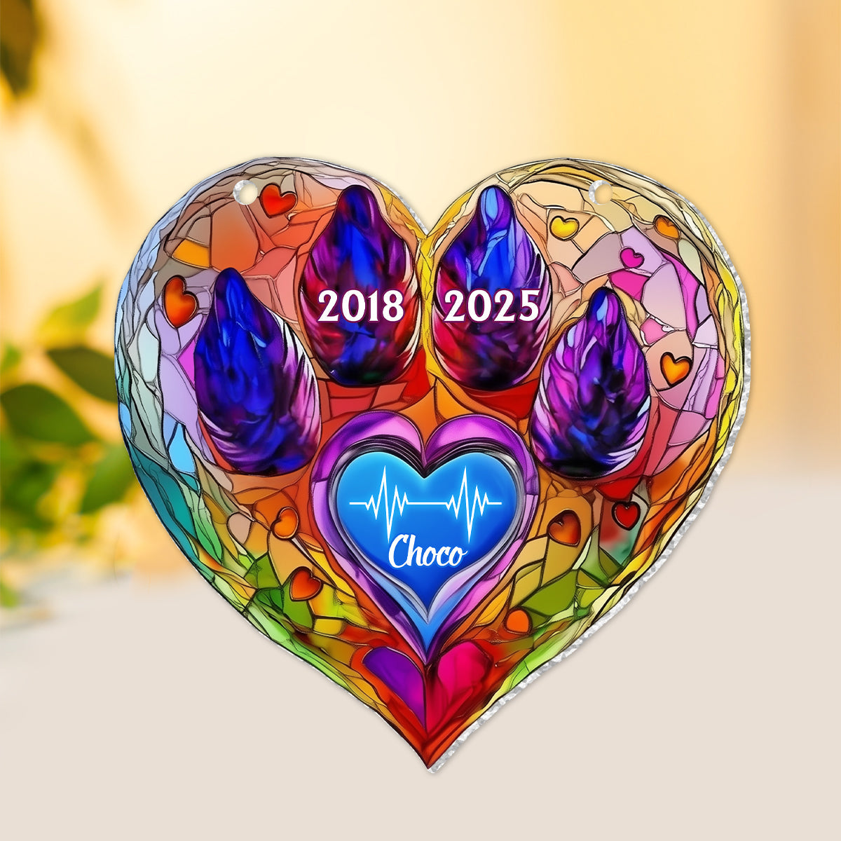 Rainbow Bridge Pet Remembrance - Personalized Dog Memorial Hologram Window Hanging Suncatcher