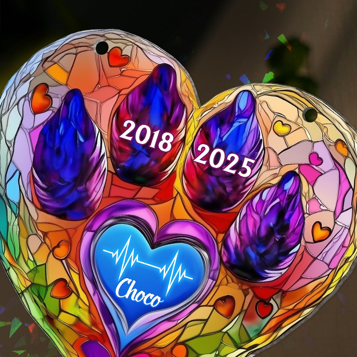 Rainbow Bridge Pet Remembrance - Personalized Dog Memorial Hologram Window Hanging Suncatcher