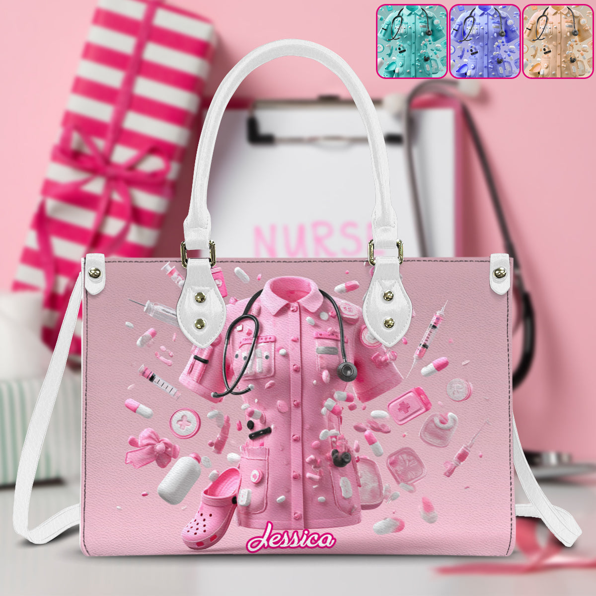 Nursing Is A Work Of Heart - Personalized Nurse Leather Handbag