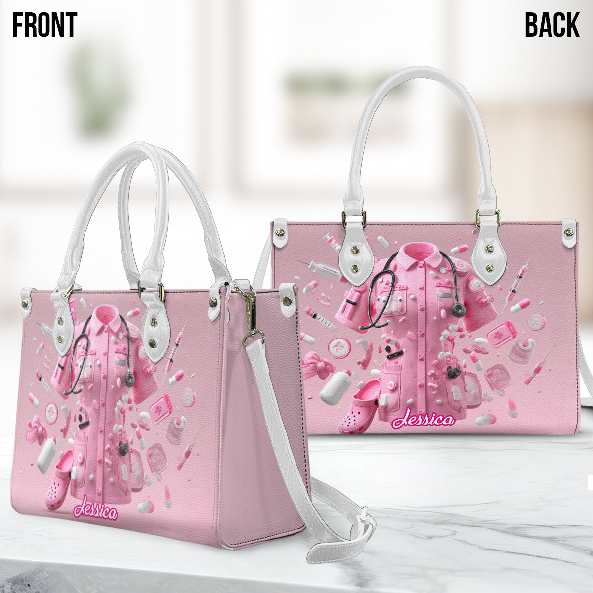 Nursing Is A Work Of Heart - Personalized Nurse Leather Handbag