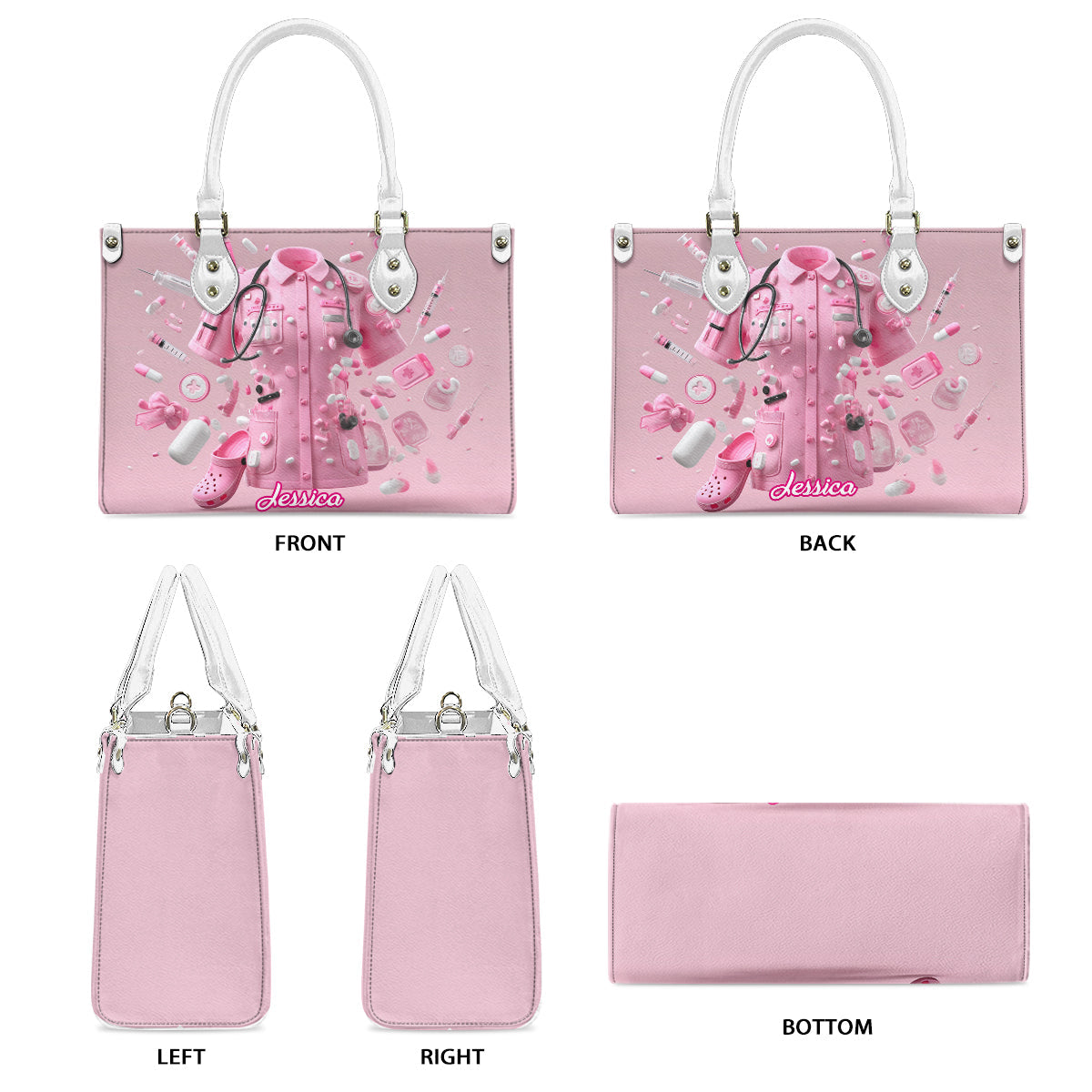 Nursing Is A Work Of Heart - Personalized Nurse Leather Handbag