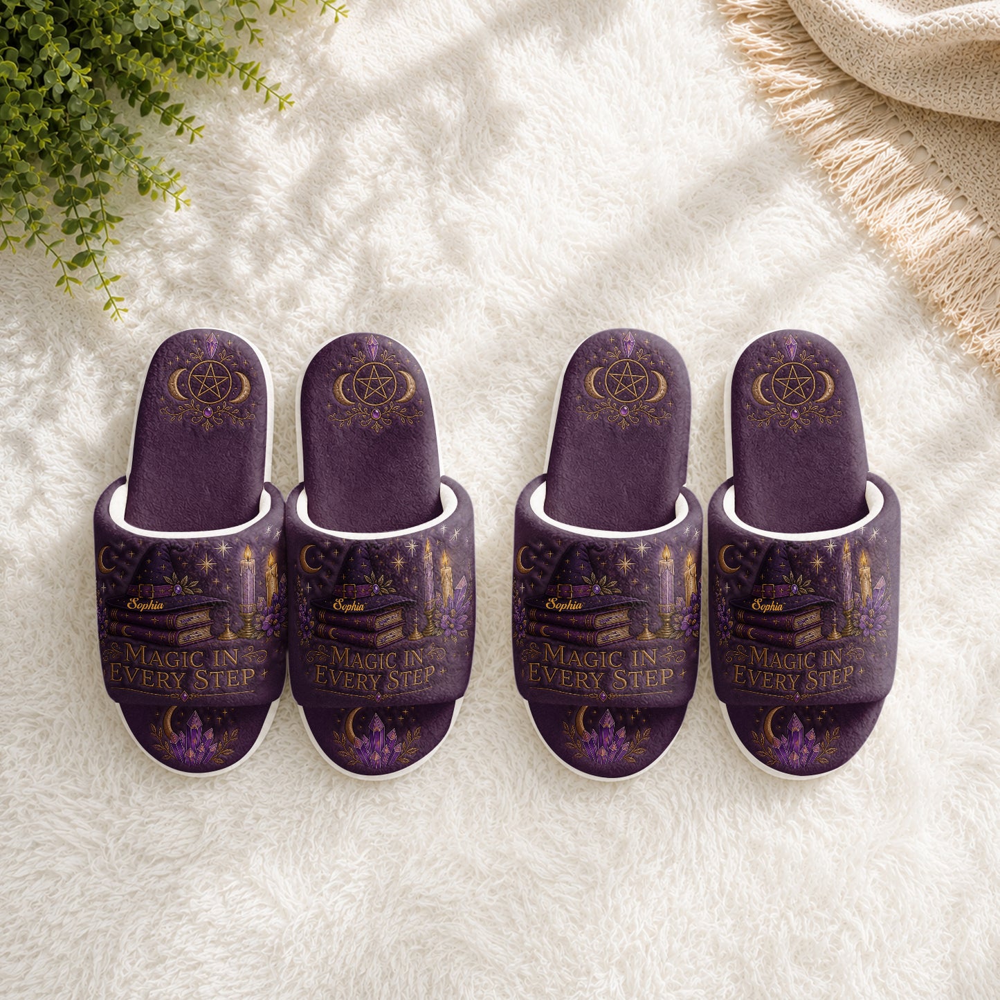 Magic In Every Step - Personalized Witch Open-Toe Slippers