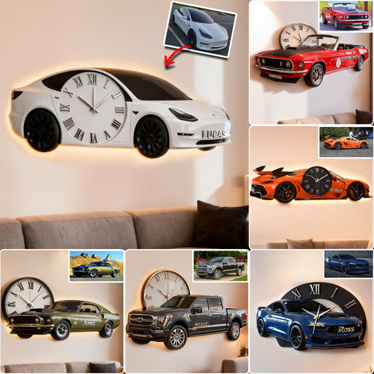 Any Photo - Personalized Car Lover LED Light Wall Clock