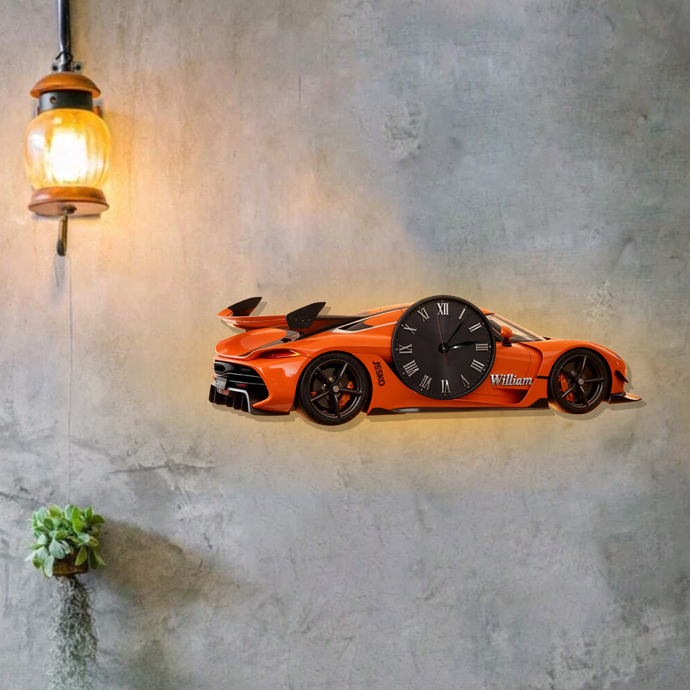 Any Photo - Personalized Car Lover LED Light Wall Clock