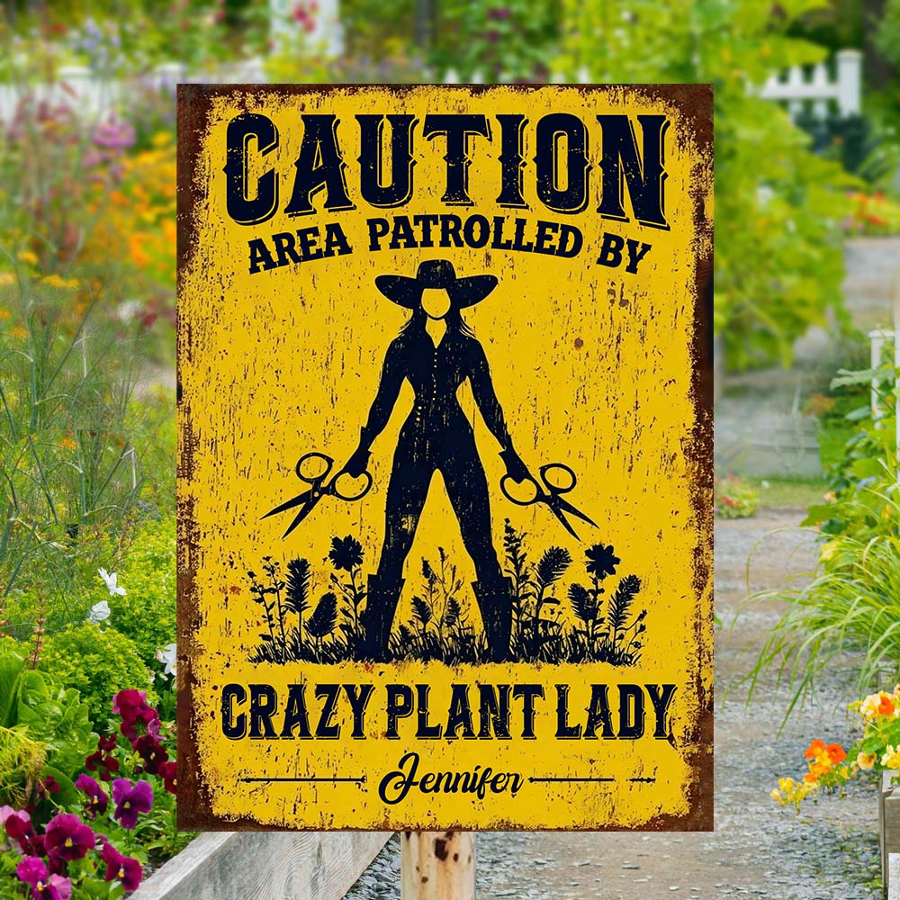 Crazy Plant Lady - Personalized Gardening Rectangle Metal Sign