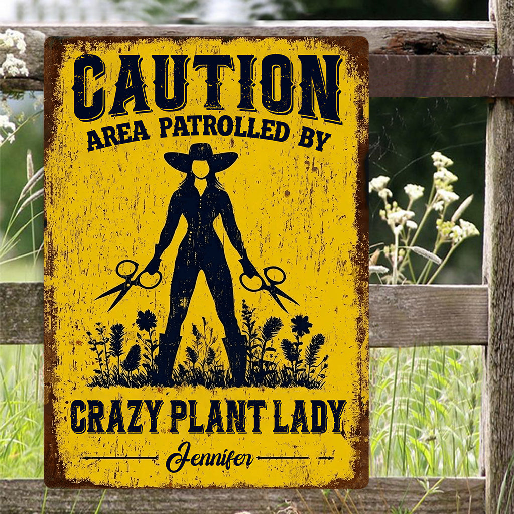 Crazy Plant Lady - Personalized Gardening Rectangle Metal Sign