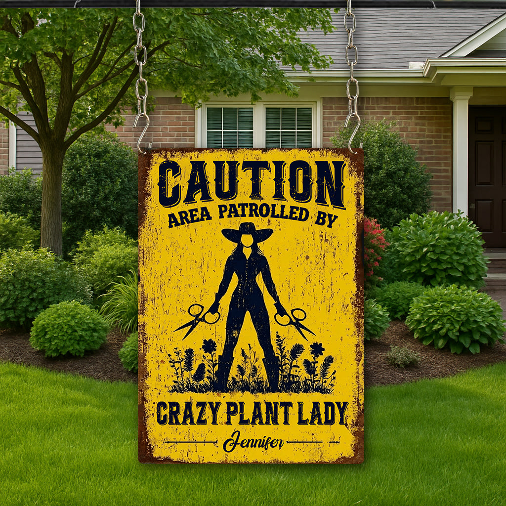 Crazy Plant Lady - Personalized Gardening Rectangle Metal Sign