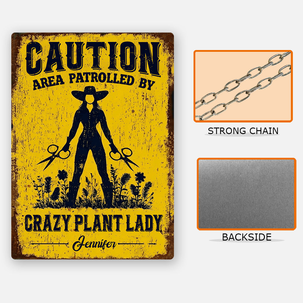 Crazy Plant Lady - Personalized Gardening Rectangle Metal Sign
