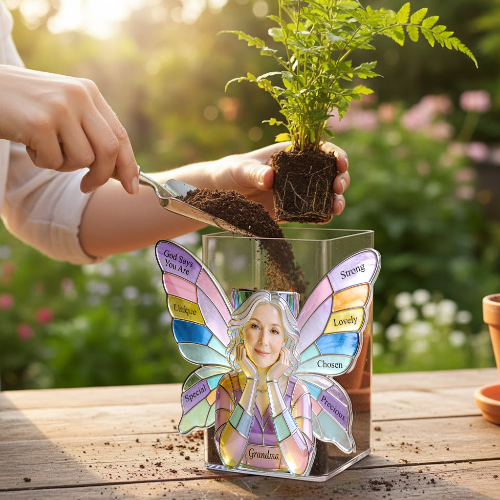 Custom Any Photo - God Says You Are - Personalized Christian Acrylic Pot