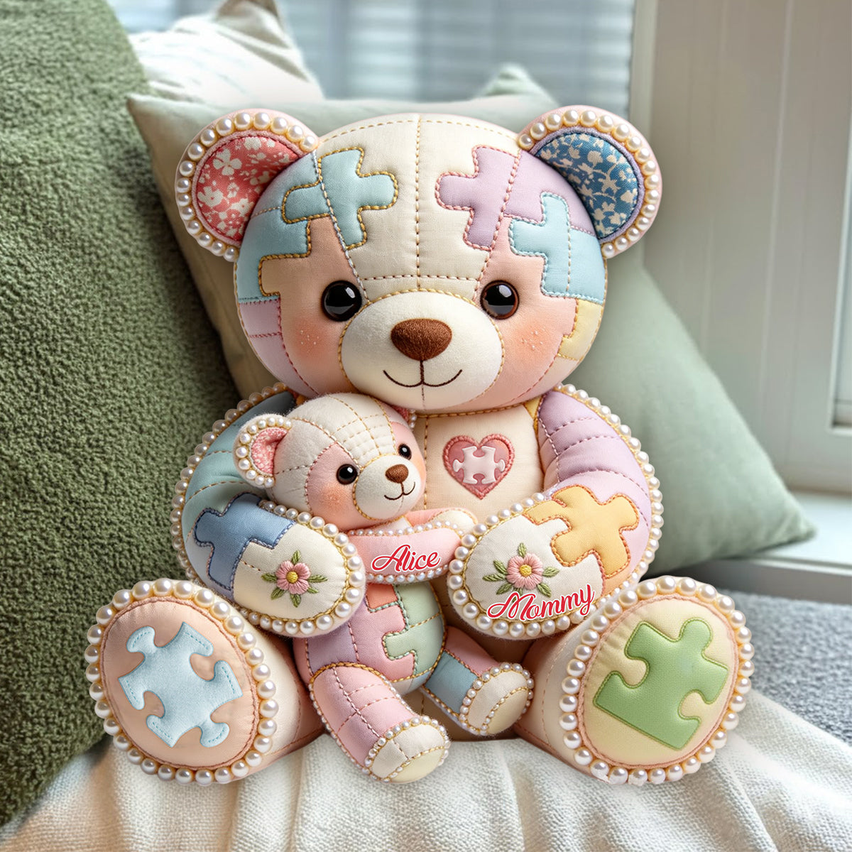 Autism Mom - Personalized Autism Awareness Premium Faux Fur Pillow