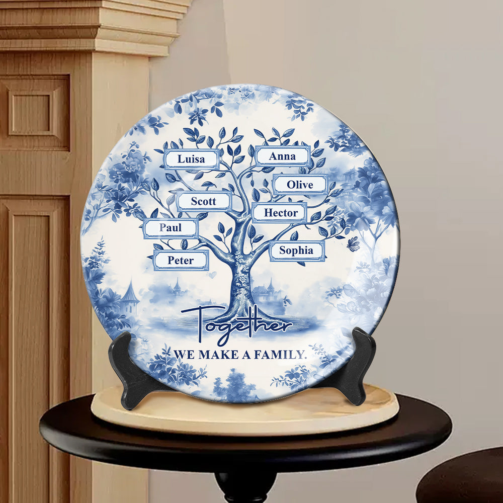 Together We Make A Family - Personalized Family Ceramic Round Plate