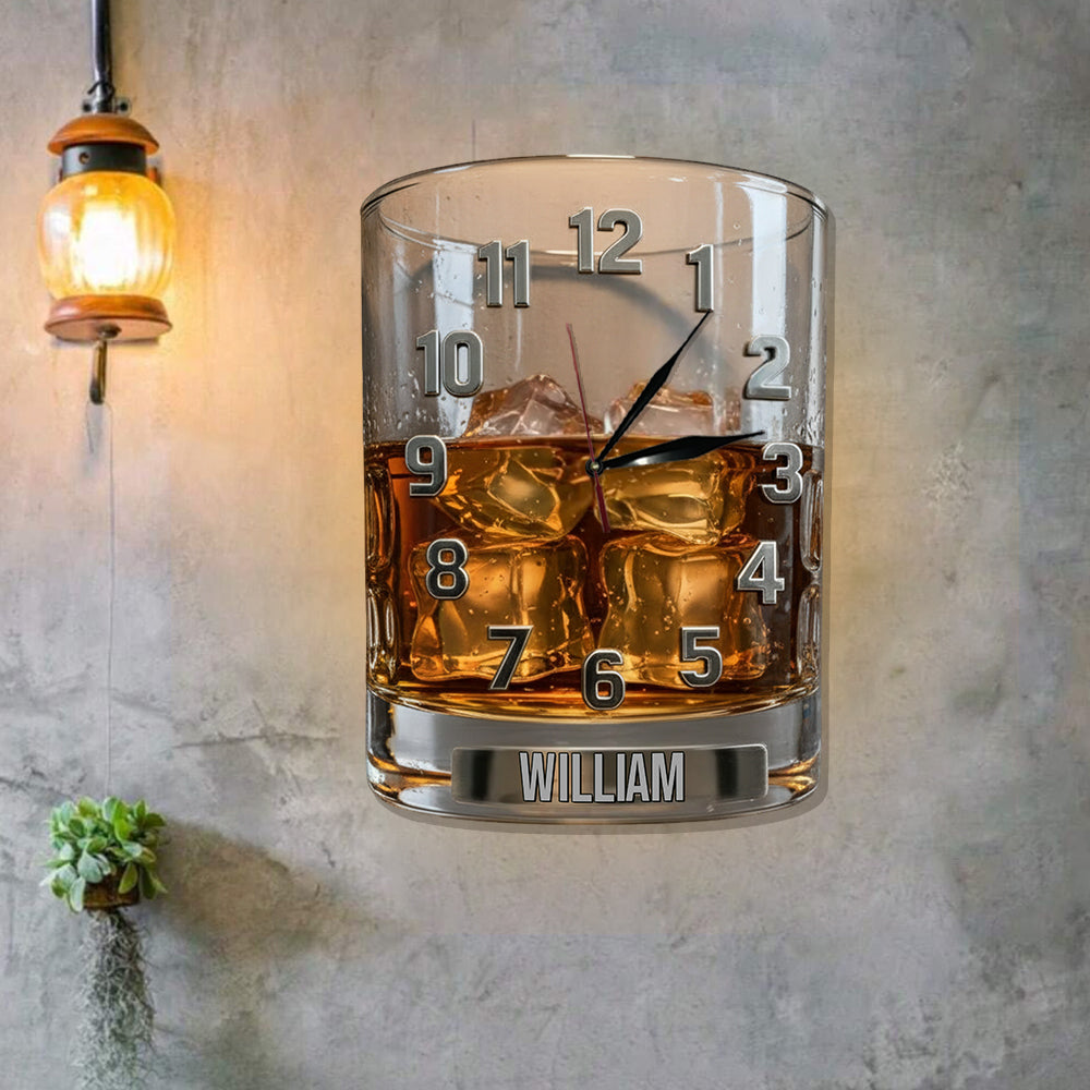 Time For Whiskey - Personalized Whisky LED Light Wall Clock