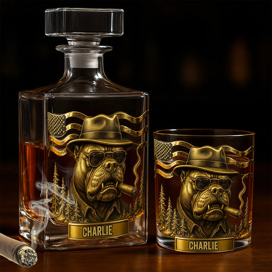 Mafia Pitbull - Personalized Pitbull Whiskey Decanter Set