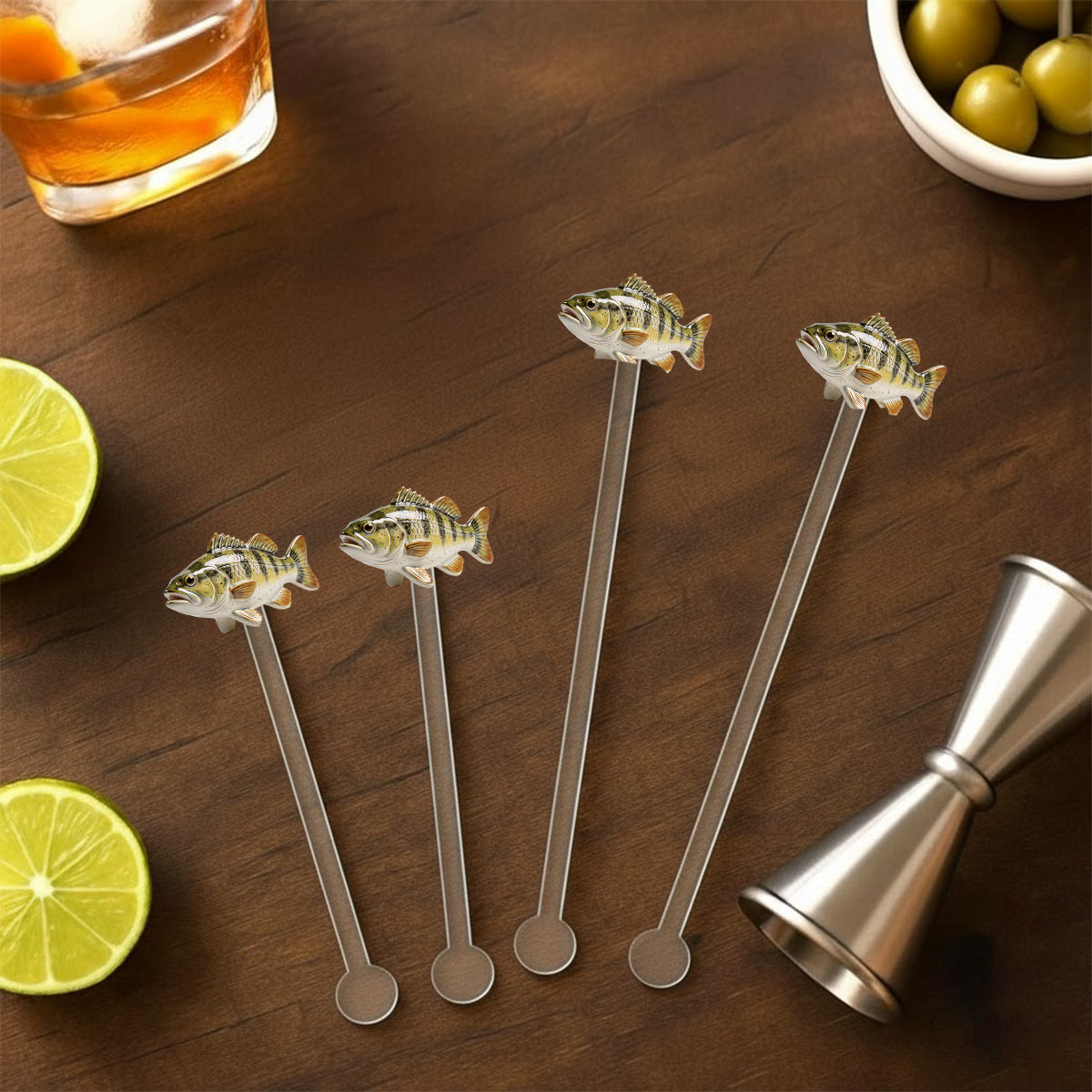 Love Fishing - Personalized Fishing Set Accent Mug with Acrylic Stirrers