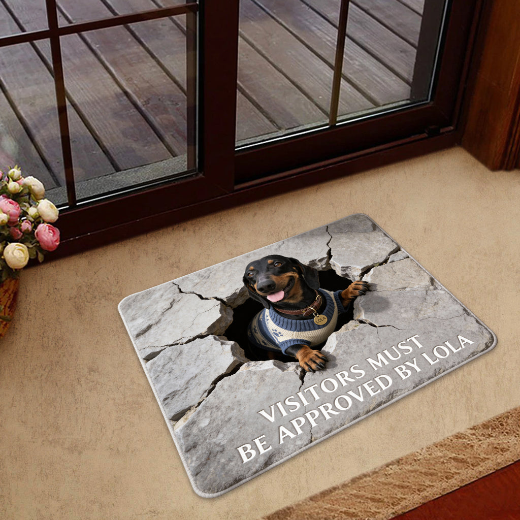 Visitors Must Be Approved - Personalized Dog Shaped Doormat/ Rug