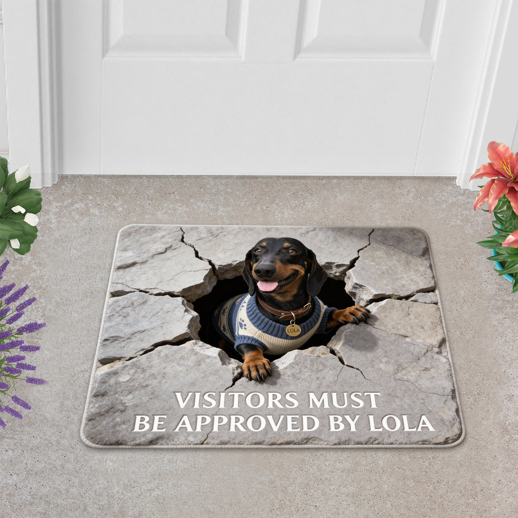 Visitors Must Be Approved - Personalized Dog Shaped Doormat/ Rug