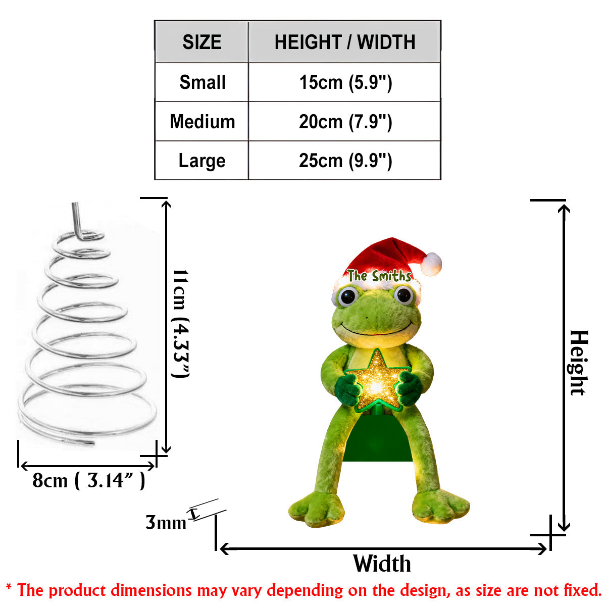 Green Christmas - Personalized Frog LED Light Tree Topper