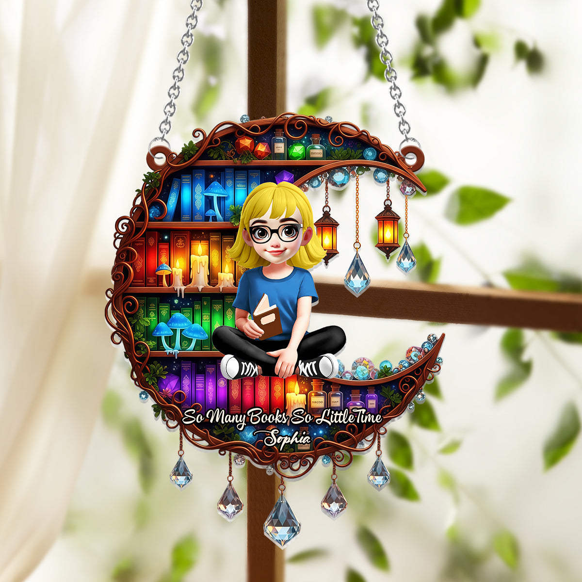 Just One More Chapter - Personalized Book Window Hanging Suncatcher Ornament