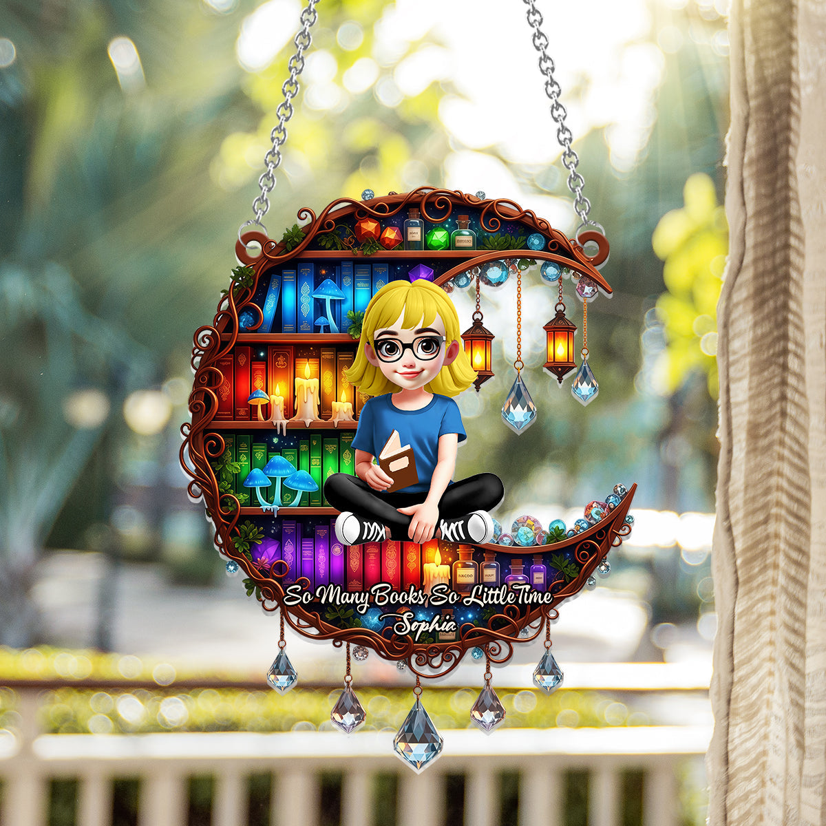 Just One More Chapter - Personalized Book Window Hanging Suncatcher Ornament