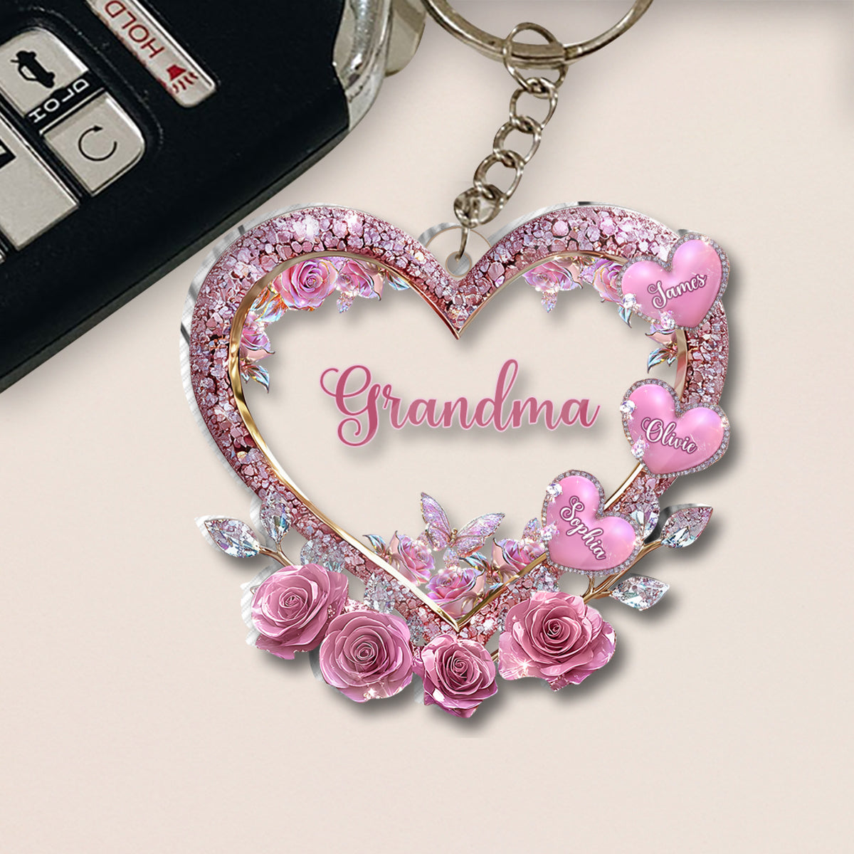 Grandma's Mom's Sweethearts - Personalized Grandma Custom Shaped Keychain