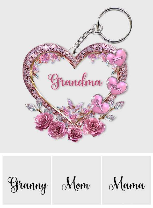 Grandma's Mom's Sweethearts - Personalized Grandma Custom Shaped Keychain
