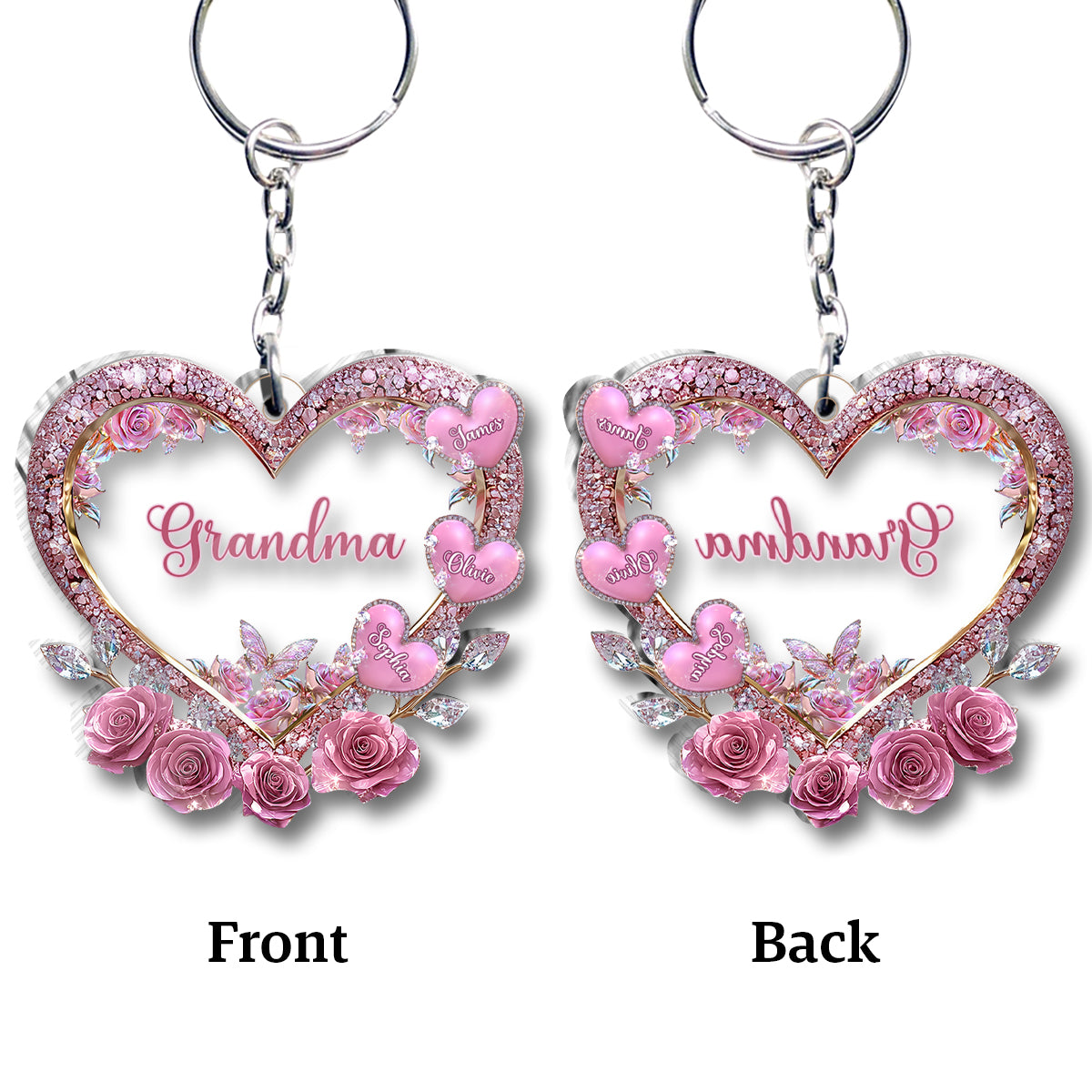 Grandma's Mom's Sweethearts - Personalized Grandma Custom Shaped Keychain