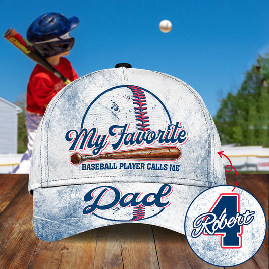 Proud Dad Favorite Player Baseball - Personalized Baseball Classic Cap