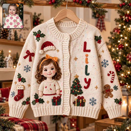Custom Photo Cute Kid - Personalized Kid Cardigan Sweater