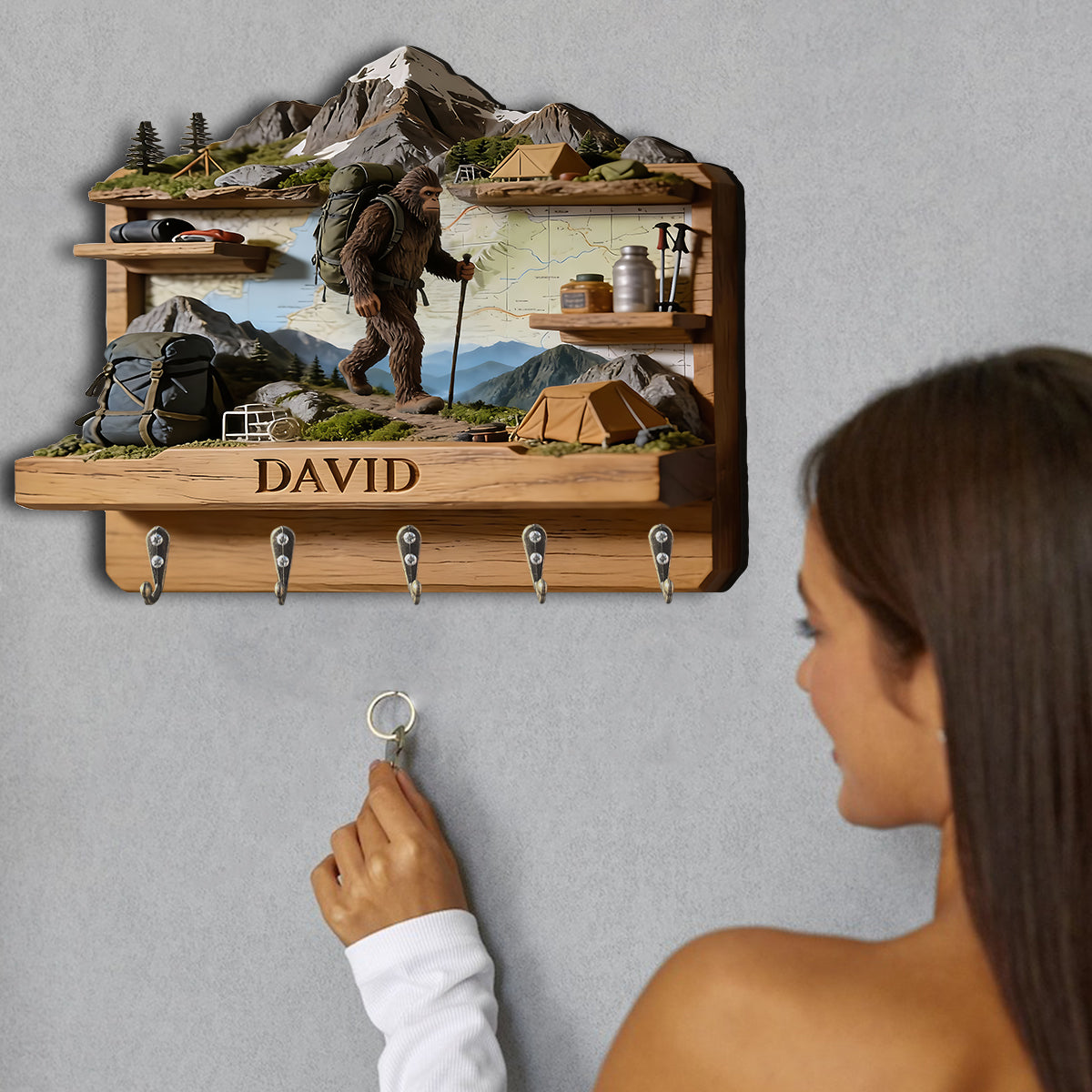 Mountain Climbing - Personalized Hiking Custom Shaped Hanging Rack