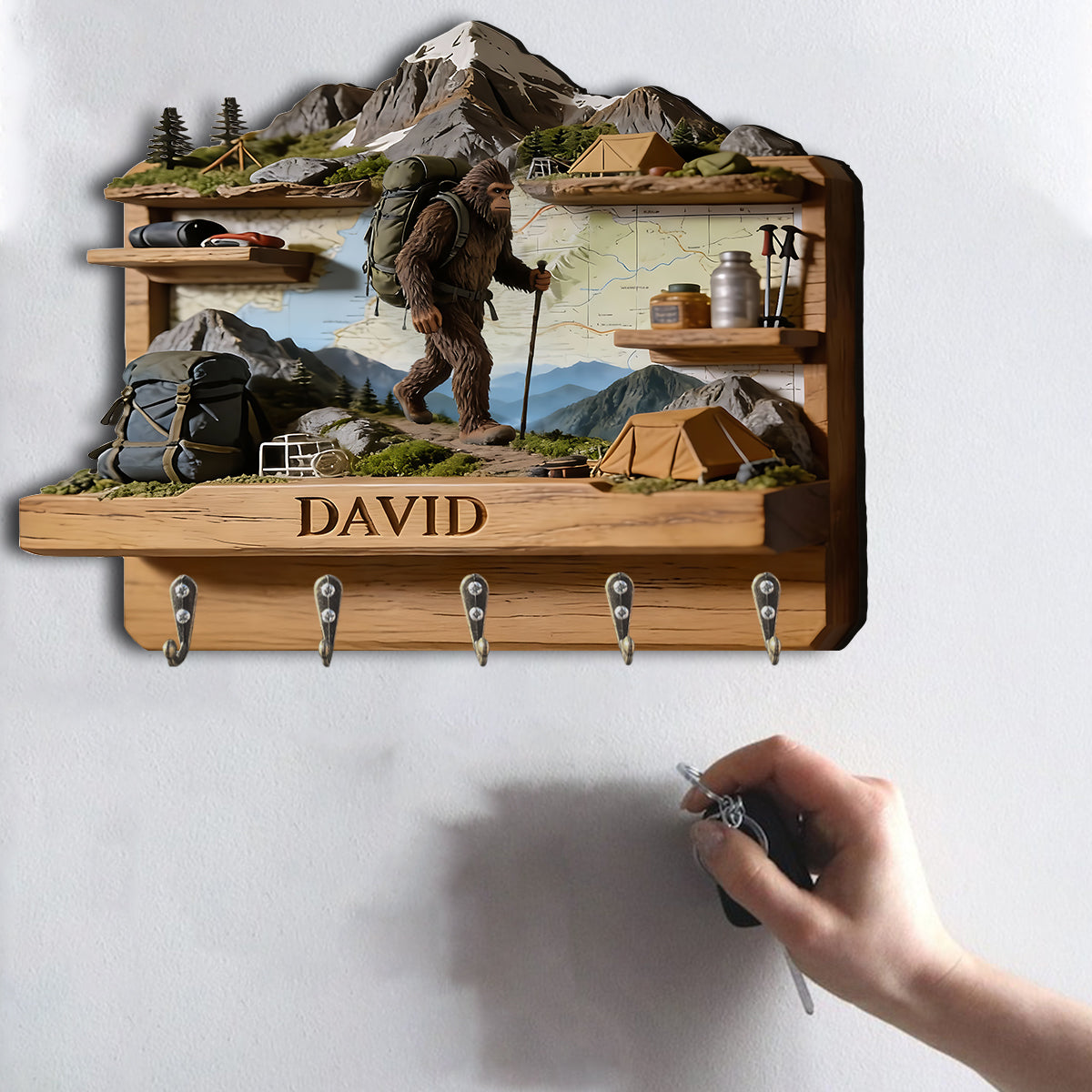 Mountain Climbing - Personalized Hiking Custom Shaped Hanging Rack