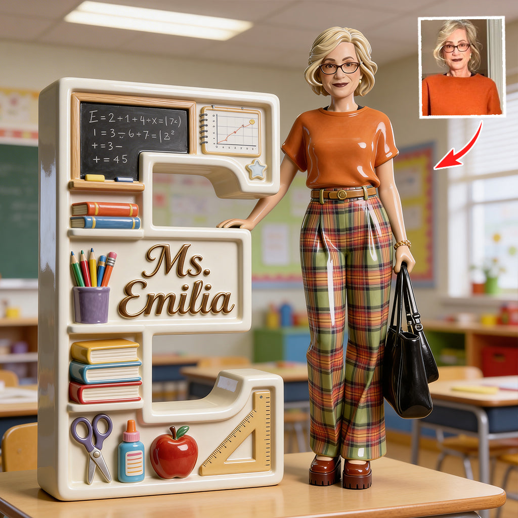 Custom Any Photo - Best Teacher Ever - Personalized Teacher Custom Shaped Acrylic Plaque