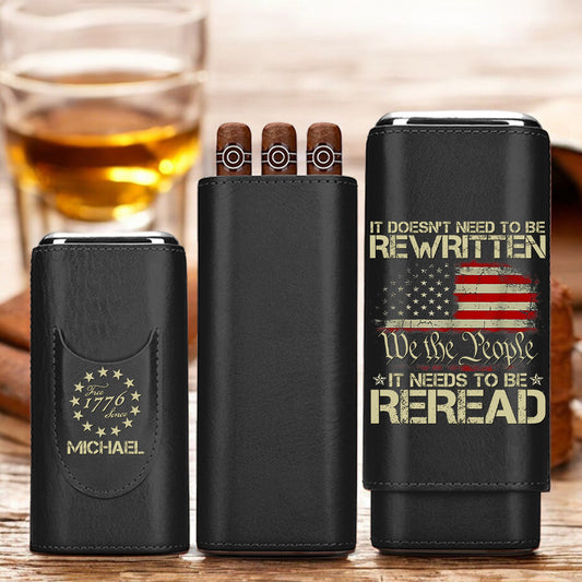 We The People - Personalized Independence Day/ 4th of July Leather Cigar Humidor Case