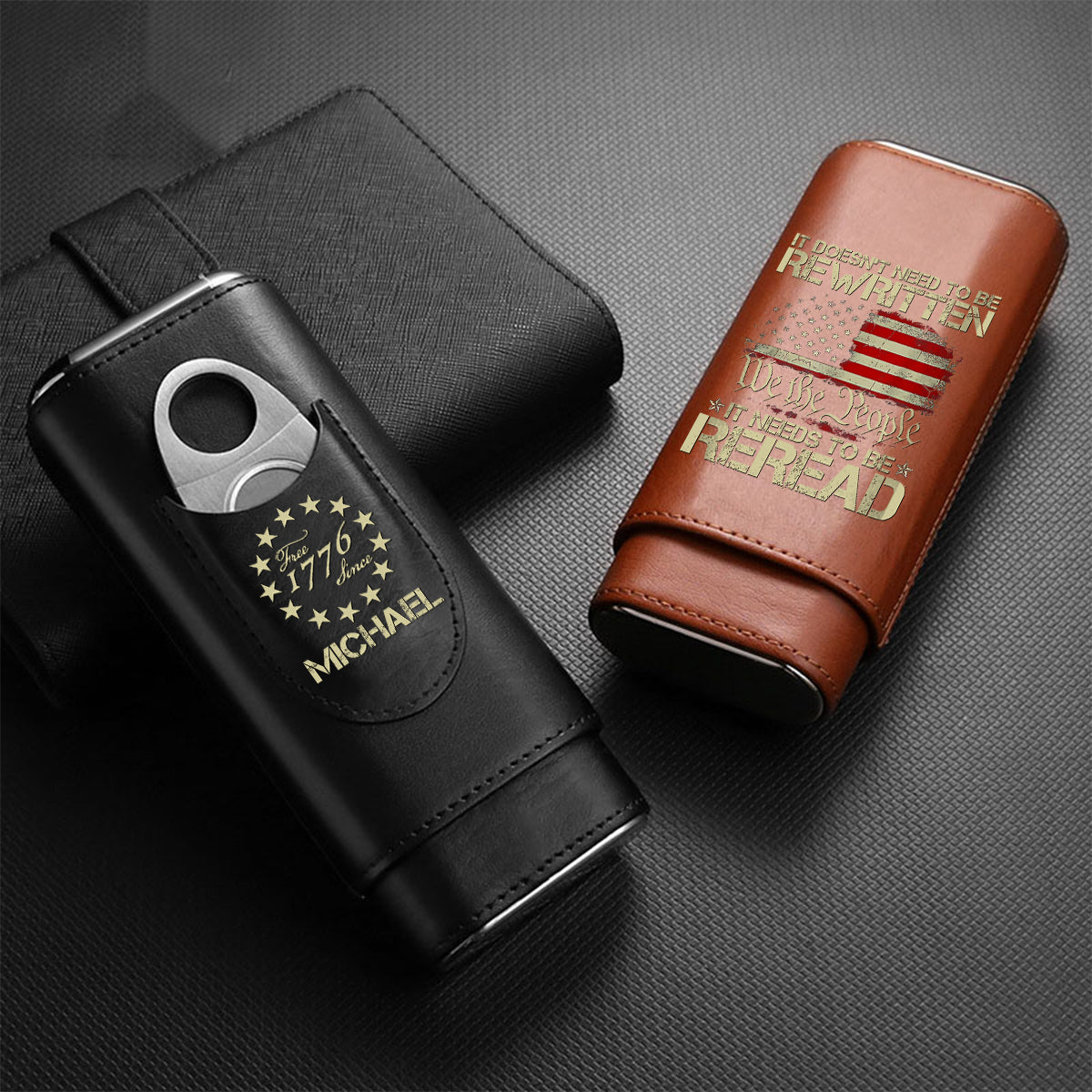 We The People - Personalized Independence Day/ 4th of July Leather Cigar Humidor Case