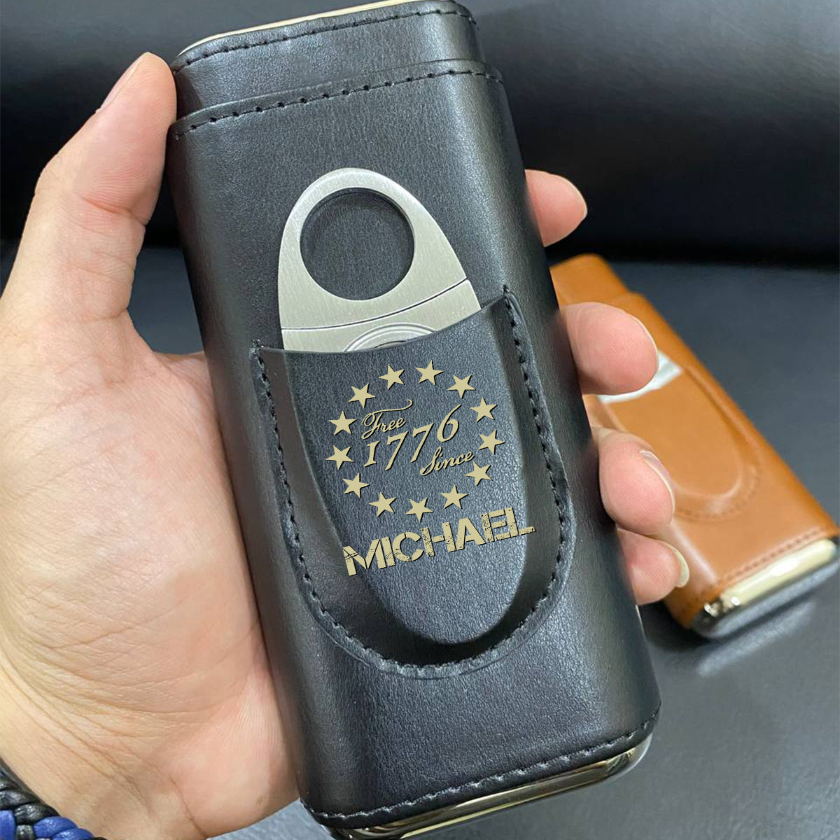 We The People - Personalized Independence Day/ 4th of July Leather Cigar Humidor Case