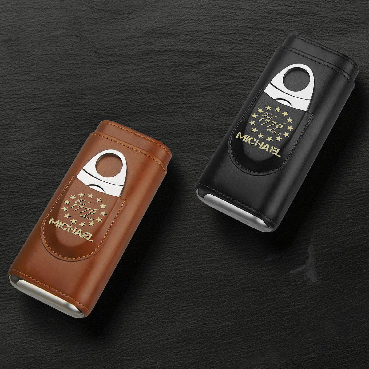 We The People - Personalized Independence Day/ 4th of July Leather Cigar Humidor Case