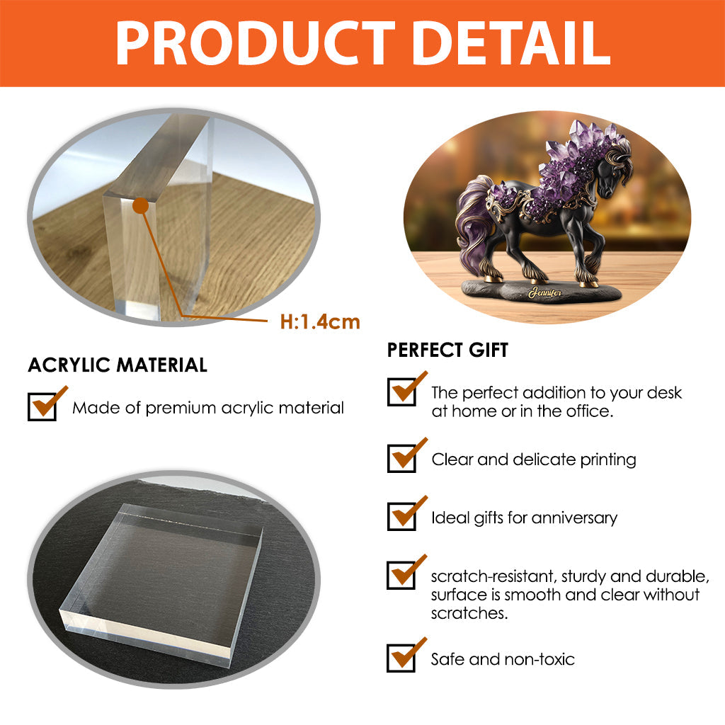 Amethyst/ Rose Quartz/ Ruby/... Style Horse - Personalized Horse Custom Shaped Acrylic Plaque