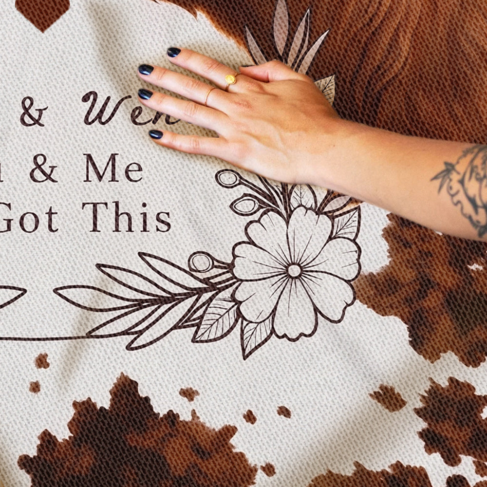 You & Me We Got This - Personalized Highland Cow Woven Blanket