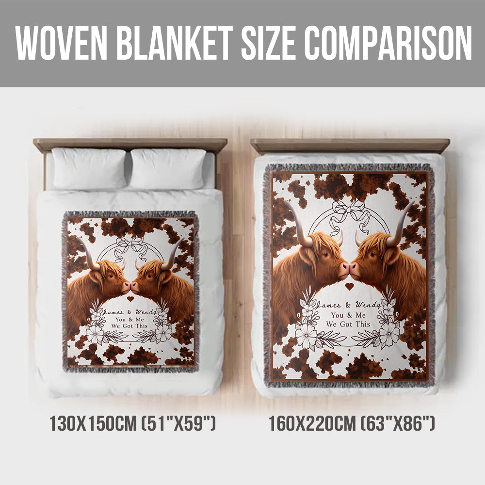You & Me We Got This - Personalized Highland Cow Woven Blanket