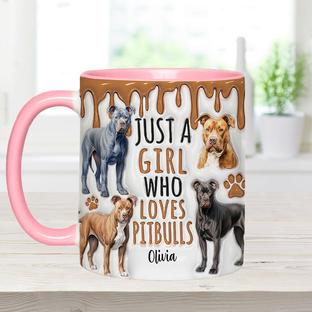 Just A Girl Who Loves Pitbulls - Personalized Pitbull Accent Mug